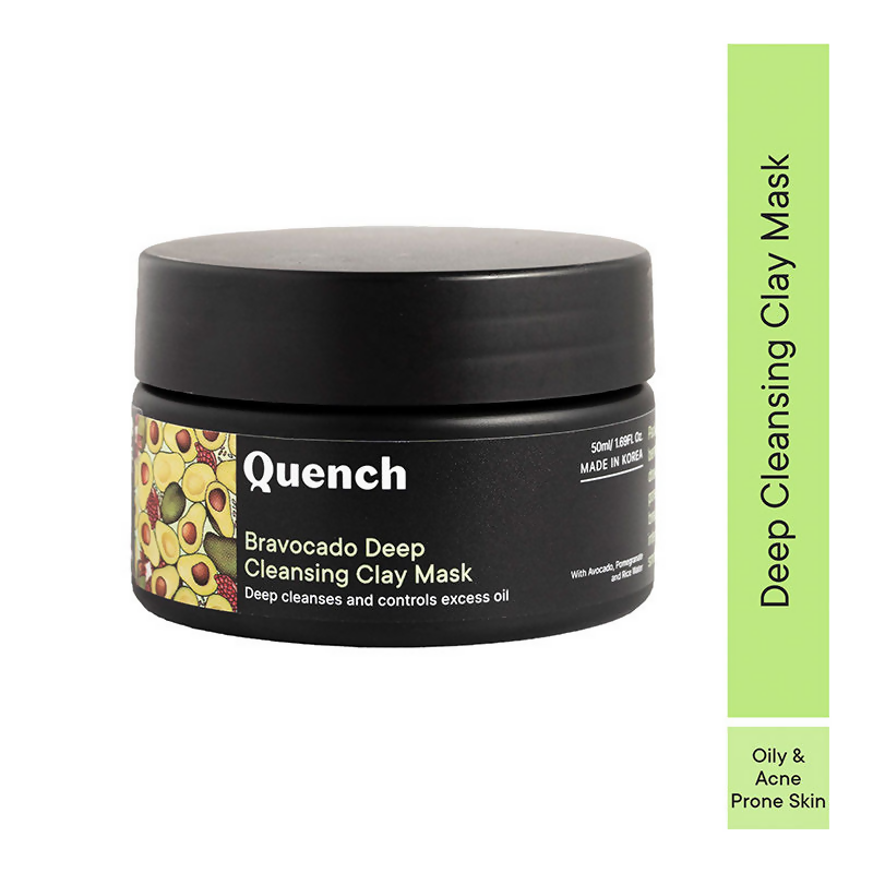 Quench Vitamin E Deep Cleansing Clay Mask with Avocado Removes Impurities & Refines Pores | Swadesiicart