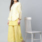 Ahalyaa Womens Yellow Crepe Printed Top Palazzo Set | Swadesiicart