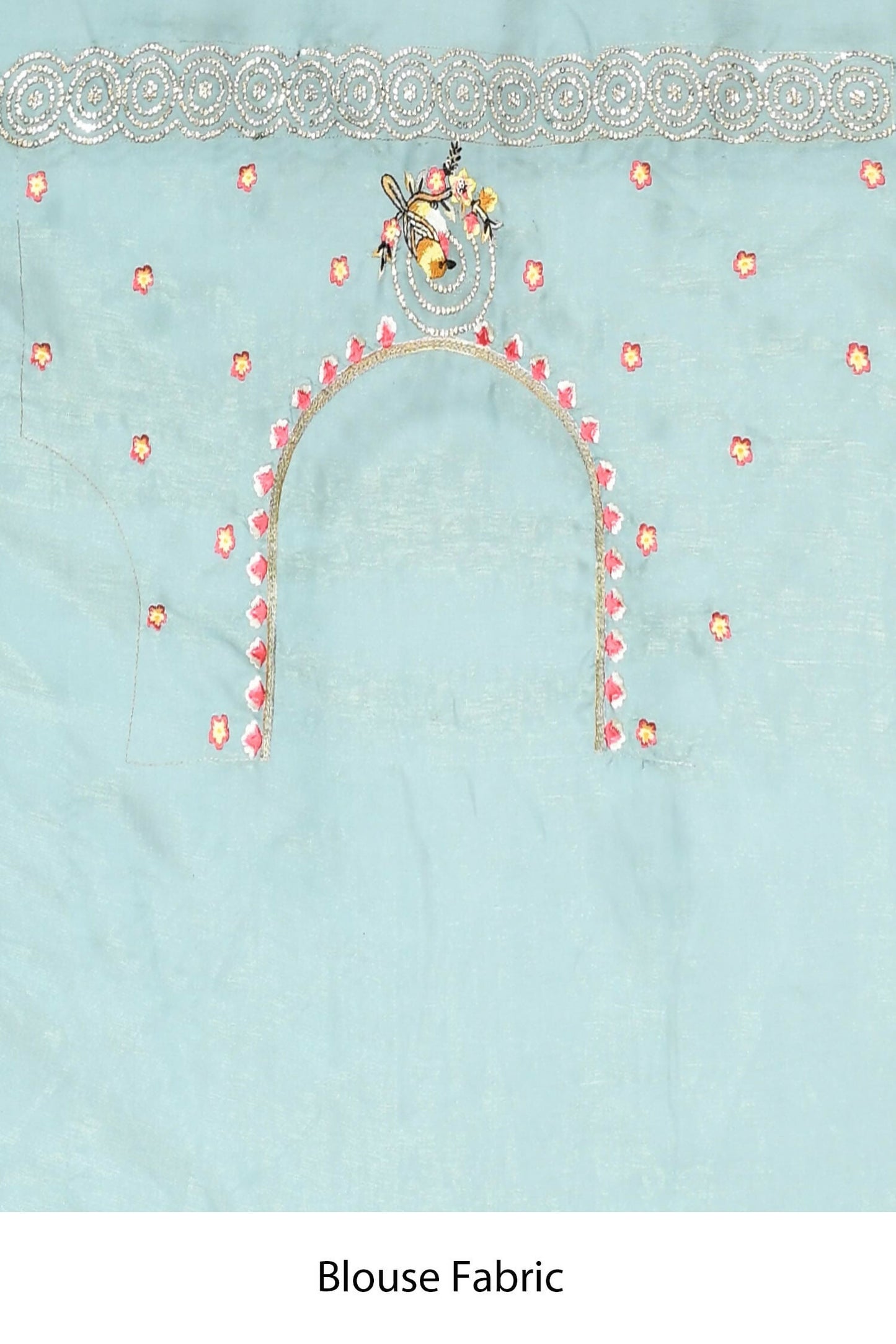 Blue Net Organza Silk Thread Emboidered with Stone Work Saree - Nimaya Benzy