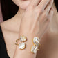 NVR Women's Gold-Polished Mother of Pearl Handcrafted Cuff Bracelet - NR Retail-NVR
