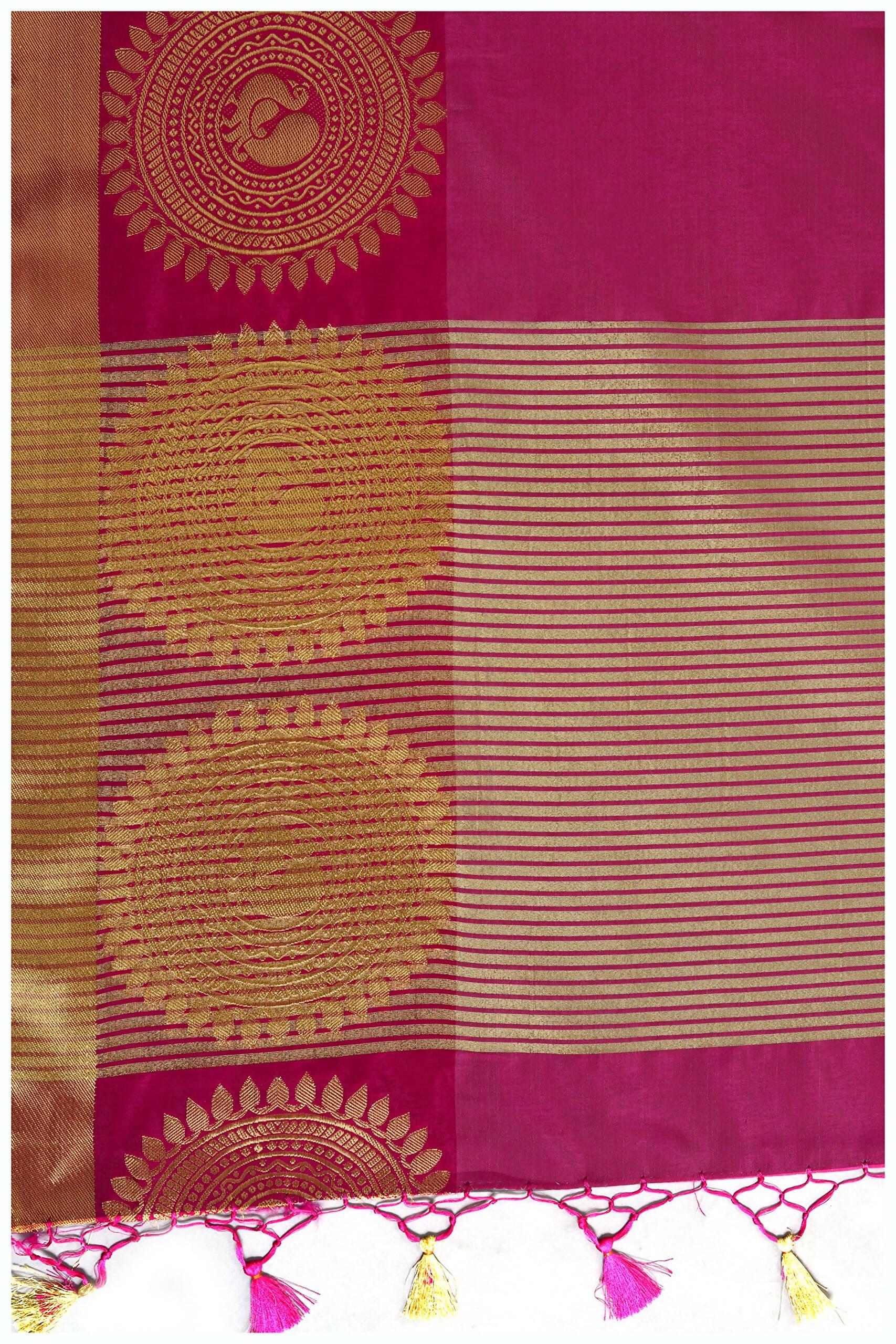 Mimosa Women's Purple Tussar Silk Banarasi Saree | Swadesiicart