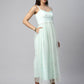Ahalyaa Women Summer Blue Net Glitter Printed Dress | Swadesiicart