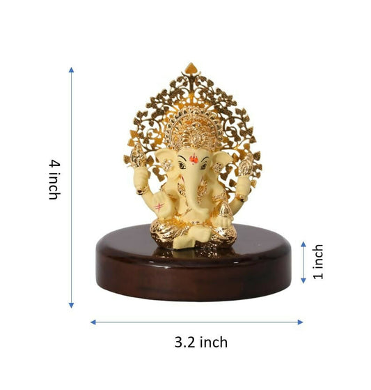 House Of Wemy Gold-Polished Lord Kalpavrikshya Tree Ganesha Idol - Swadesiicart