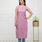 Myshka Women Pink Solid Cotton Straight Round Neck Kurtas - Swadesiicart
