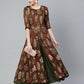 Ahalyaa Women's Traditional wear Kurta - Brown | Swadesiicart