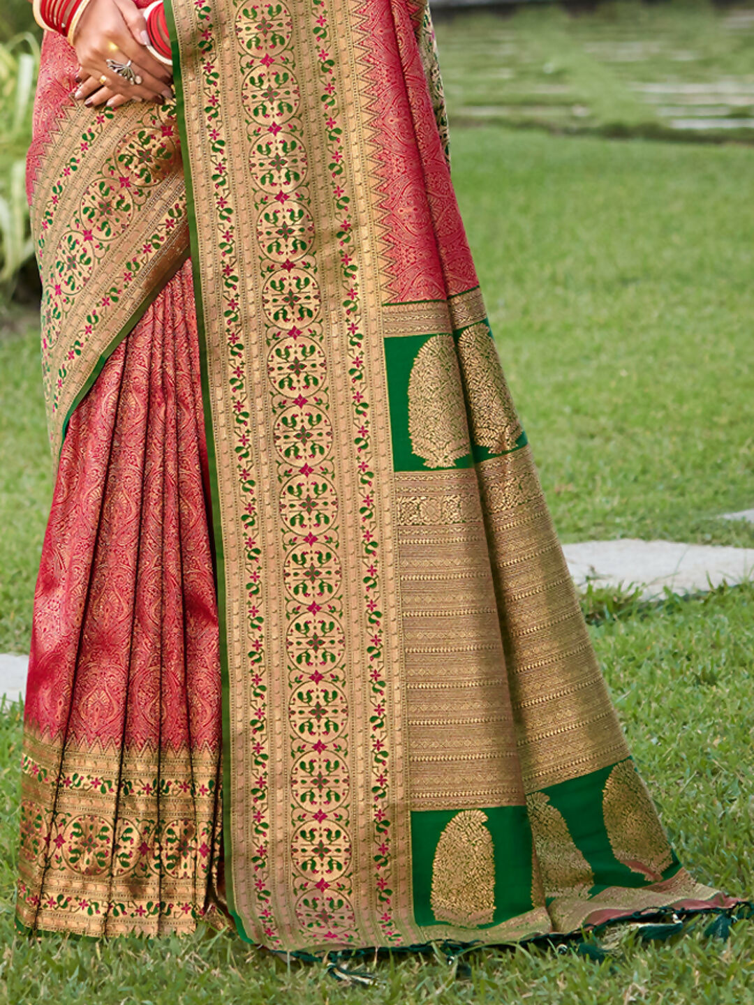 Astita Banarasi Silk Pink Saree | Swadesiicart