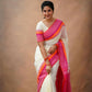 Exclusive Collection Off White Beautiful Khadi Cotton Handloom Saree - Swadesiicart