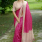 Vishnu Weaves Women's Pink Tussar Silk Woven Saree with Blouse - Swadesiicart
