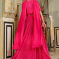 Janasya Pink Georgette Foil Print Lehenga Choli Dupatta | Swadesiicart