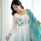 Joban Fashion Aqua Blue Kurta Set Organza Sequin Embroidery Work - Swadesiicart