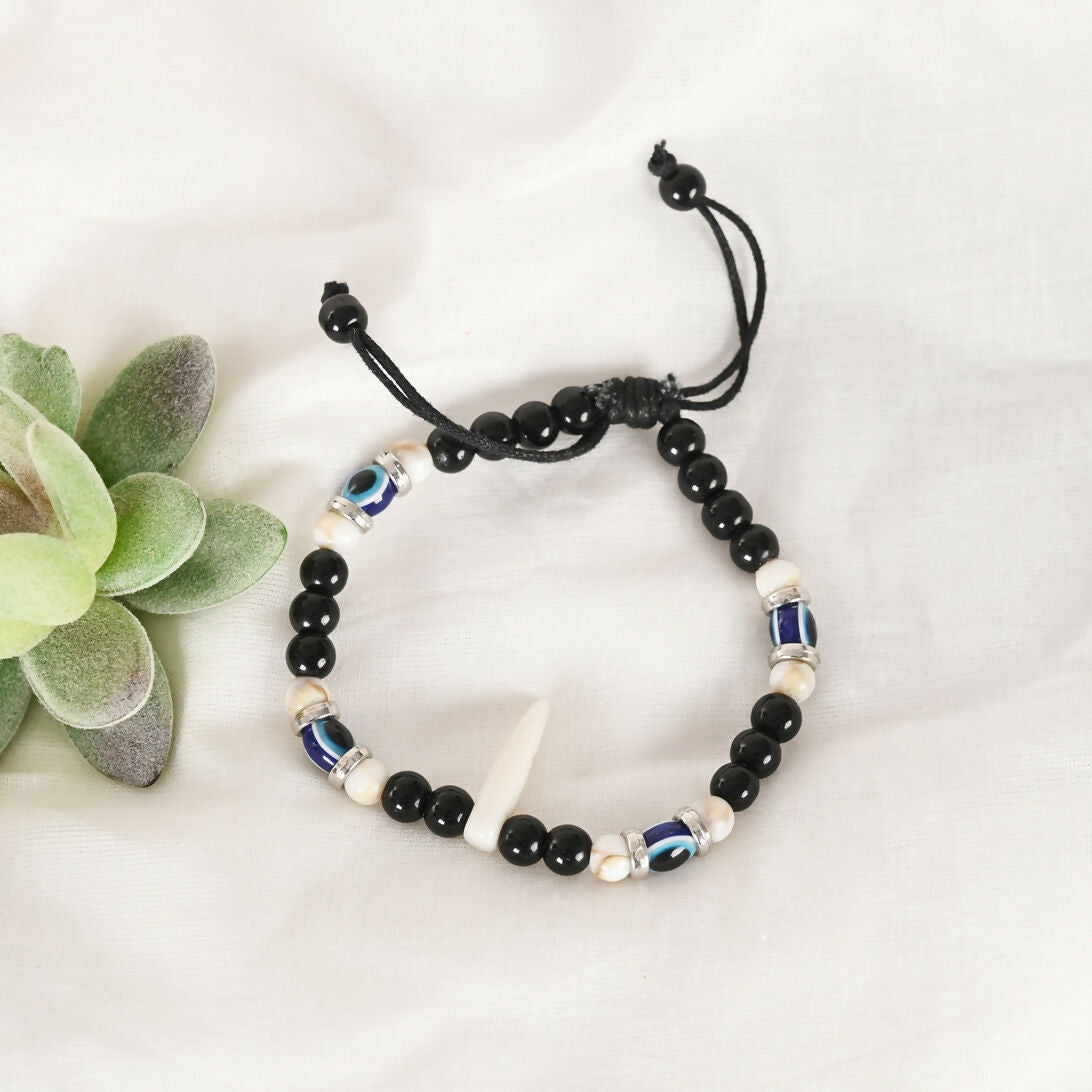NVR Men & Women Pearl Evil Eye Adjustable Bracelet - Swadesiicart