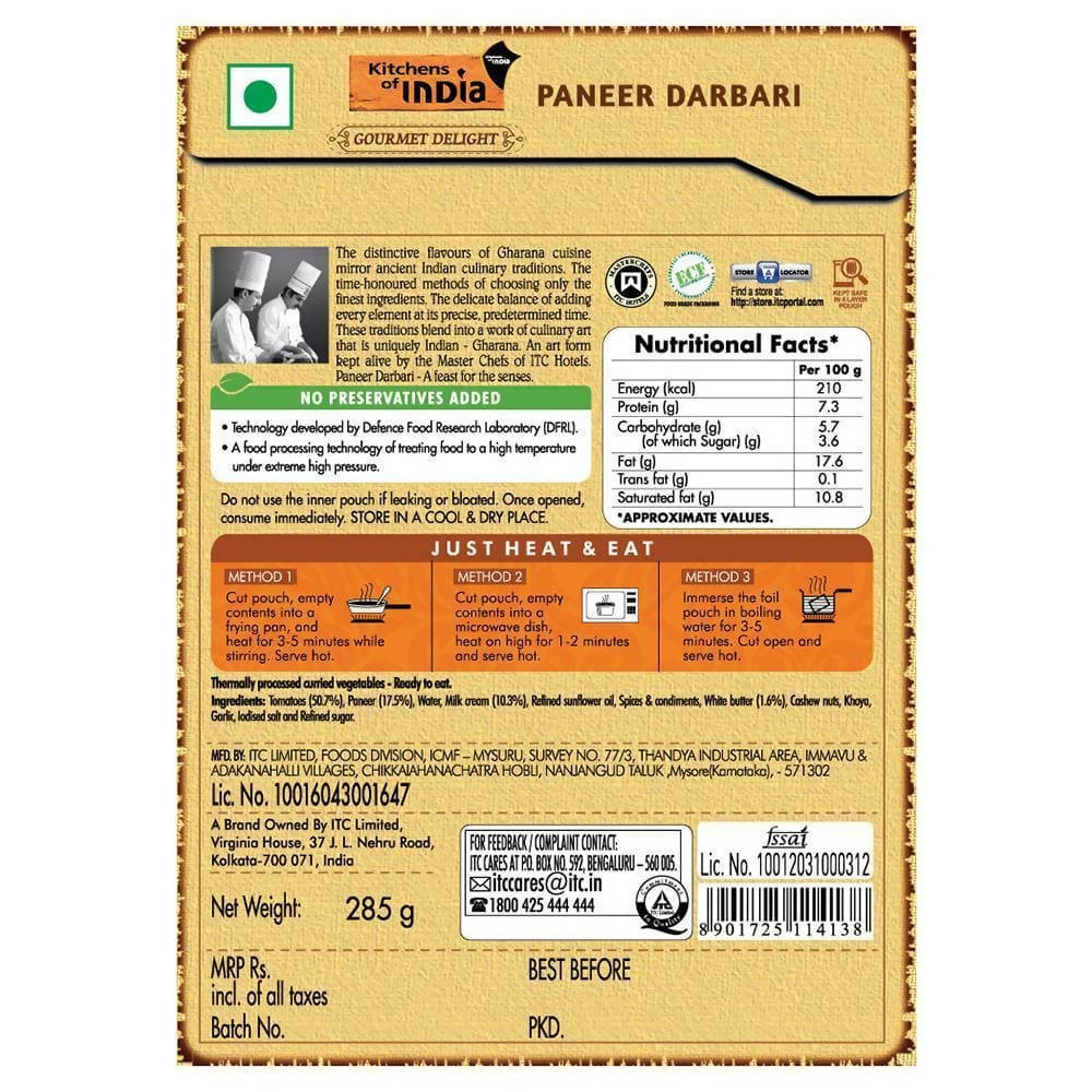 Kitchens of India Paneer Darbari - Swadesiicart
