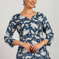 Aavyora Women's Navy Blue & White Floral Printed Tunic