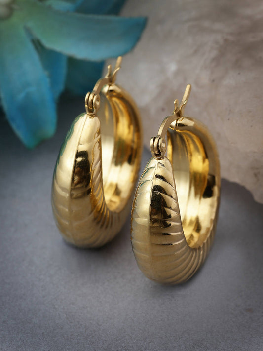 NVR Women Gold Circular Hoop Earrings | Swadesiicart