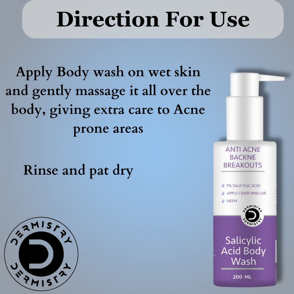 Dermistry 1% Salicylic Acid Apple Cider Vinegar Anti Acne Body Wash - Swadesiicart
