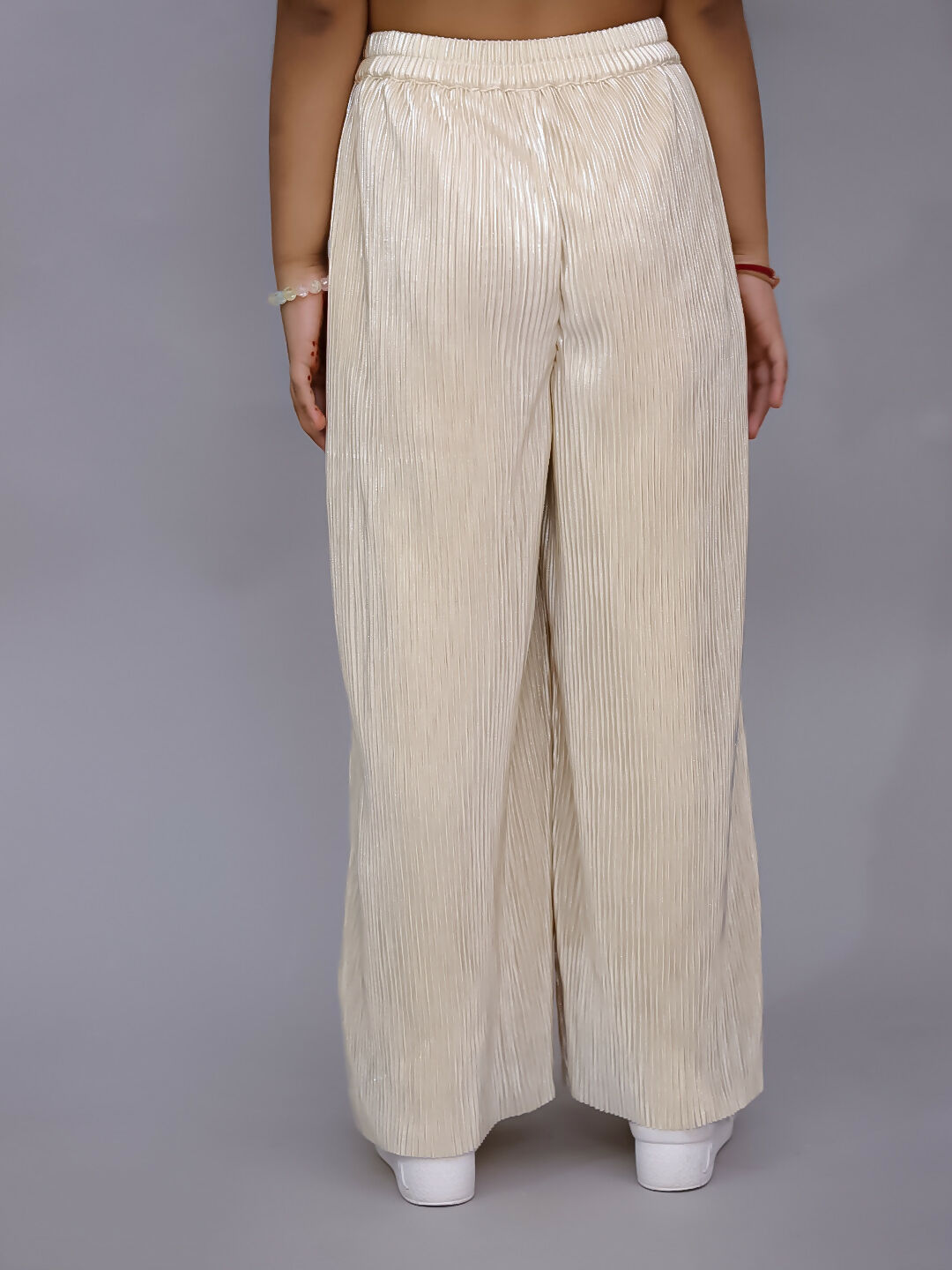 Lil Drama Glam Up Girls Beige Party Top and Pant Set | Swadesiicart
