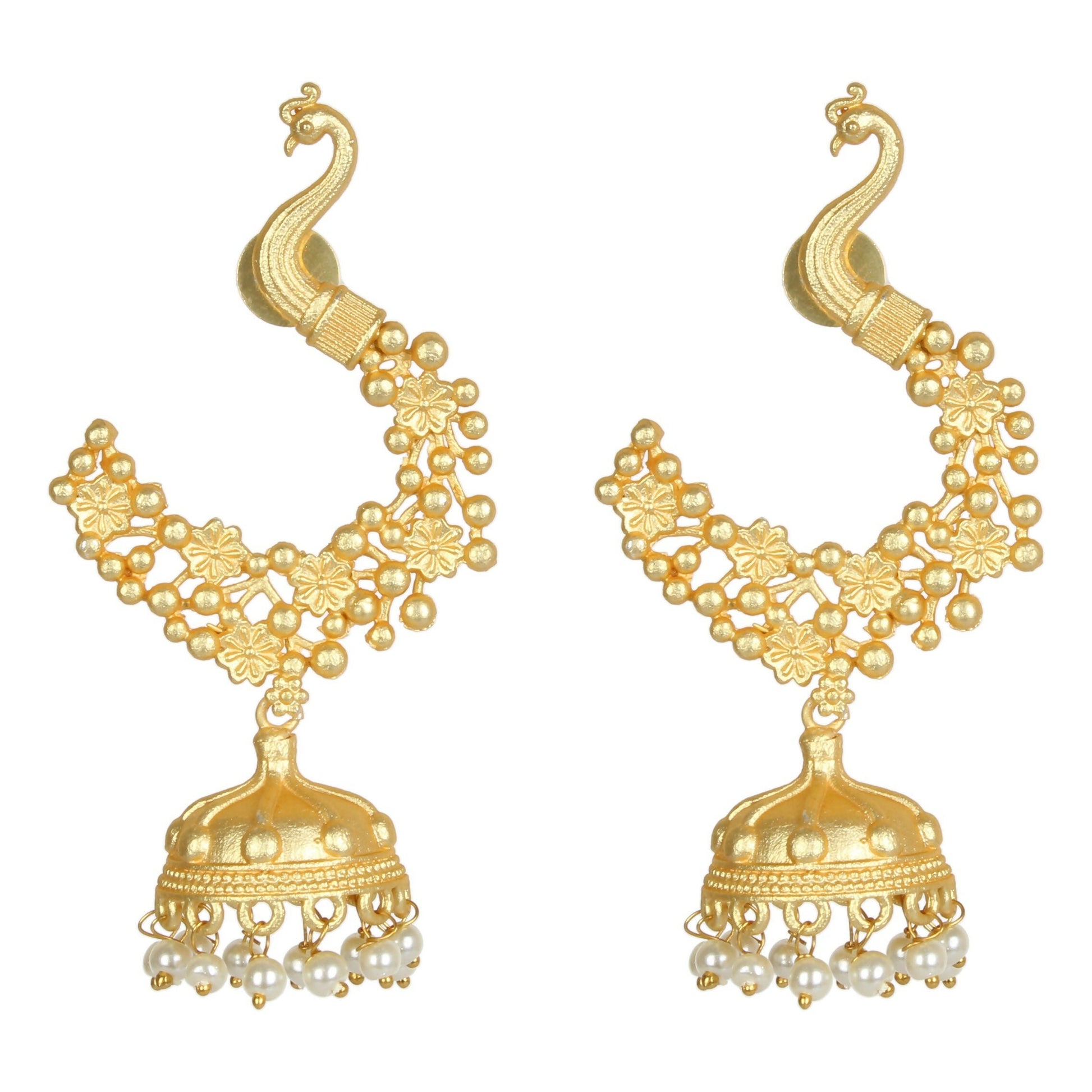 Joban Fashion Women Matte Gold Brass Jhumka | Swadesiicart
