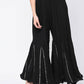 Mominos Fashion Black Viscose Rayon Flared Palazzo with Mirror Lace Work - Mominos Fashion