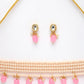 NVR Women's Pink Artificial Beads Layered Necklace with Drop Earring - Swadesiicart
