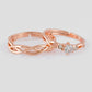 VOJ Stainless Steel Cubic Zirconia Rose Gold-Polished Adjustable Ring Set for Couple | Swadesiicart