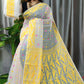 Exclusive Collection Off White Beautiful Jamdani Collection Saree - Swadesiicart