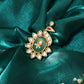 Ruby Raang Gold Polished Green Birdie Kundan Ring | Swadesiicart