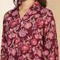 Janasya Women's Purple Cotton Floral Printed Casual Straight Kurta Set | Swadesiicart