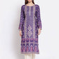 Myshka Women's Purple Printed Pashmeena Full Sleeve Round Neck Casual Kurta