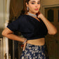 Janasya Navy Blue Silk Blend Solid Lehenga Choli | Swadesiicart