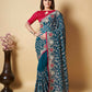 Vamsee Teal Organza Saree - Swadesiicart