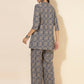 Janasya Women's Blue Cotton Ethnic Motifs Casual Regular Co-ords - Swadesiicart