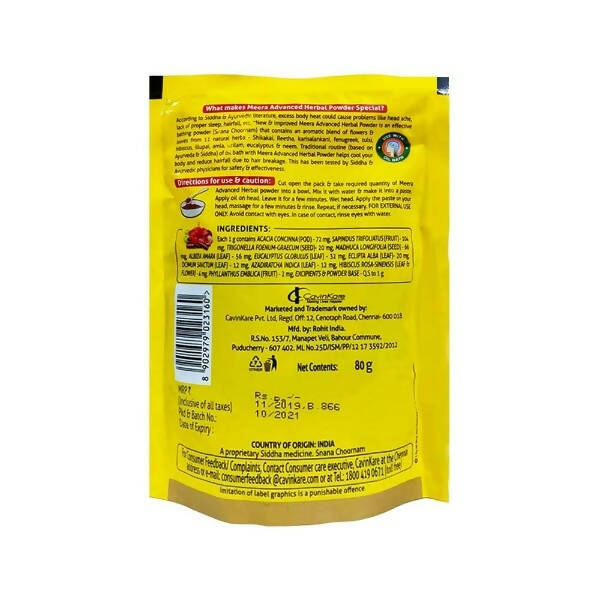 Meera Herbal Hairwash Powder With 11 Naturals Herbs - Swadesiicart