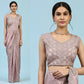 Lavendar Silk Satin Plain Ready to wear Saree with stitched Blouse - Vrinda | Swadesiicart