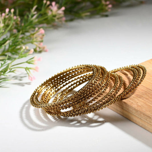 Afast Designer Fancy Party Bangle/ Kada Set, Gold, Metal, Pack Of 12 - Afast Enterprises