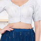 Joban Fashion Silver Shimmer Elbow Sleeveless Front Open Blouse - Swadesiicart