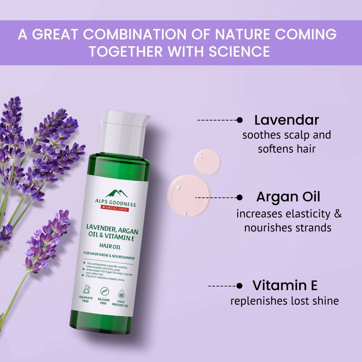 Alps Goodness Lavender, Argan Oil & Vitamin E Hair Oil - Swadesiicart