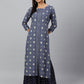 Janasya Women's Grey Rayon Ethnic motifs Festive Straight Kurta | Swadesiicart