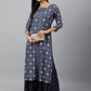 Janasya Women's Grey Rayon Ethnic motifs Festive Straight Kurta | Swadesiicart