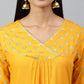 Janasya Women's Orange Rayon Gold Floral Print Festive Straight Kurta - Swadesiicart