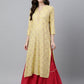 Janasya Women's Yellow Rayon Ethnic motifs Festive Straight Kurta - Swadesiicart
