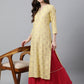 Janasya Women's Yellow Rayon Ethnic motifs Festive Straight Kurta - Swadesiicart