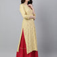 Janasya Women's Yellow Rayon Ethnic motifs Festive Straight Kurta - Swadesiicart