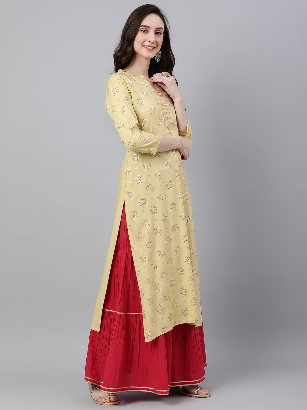 Janasya Women's Yellow Rayon Ethnic motifs Festive Straight Kurta - Swadesiicart