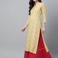Janasya Women's Yellow Rayon Ethnic motifs Festive Straight Kurta - Swadesiicart