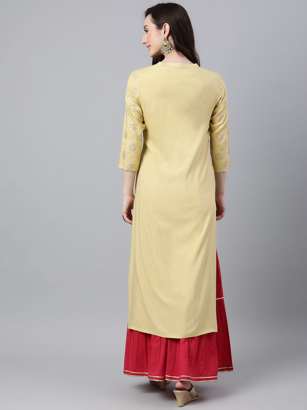 Janasya Women's Yellow Rayon Ethnic motifs Festive Straight Kurta - Swadesiicart