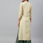 Janasya Women's Beige Rayon Botanical Print Festive Straight Kurta | Swadesiicart