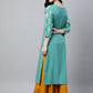 Janasya Women's Sea Green Crepe Floral Foil Print Casual Straight Kurta | Swadesiicart
