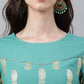 Janasya Women's Sea Green Crepe Floral Foil Print Casual Straight Kurta | Swadesiicart