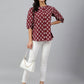 Janasya Women's Wine Cotton Ethnic Motifs A-line Top | Swadesiicart