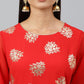 Indian Clothing Janasya Women's Red Crepe Floral Foil Print Casual Straight Kurta | Swadesiicart